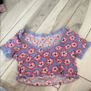 PacSun Pink and Purple Floral Crop Top